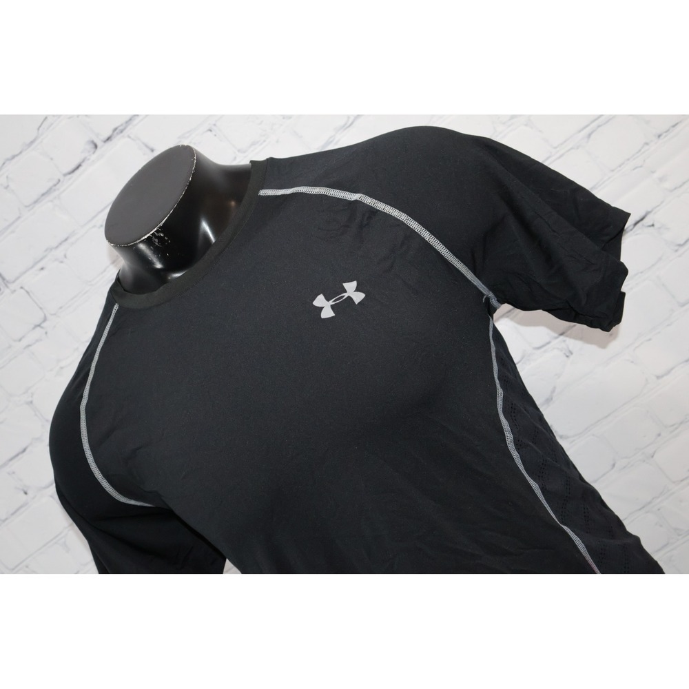 Under Armour Heatgear Gym Shirt Men XL Stretch Black Fitted Workout Athletic Tee